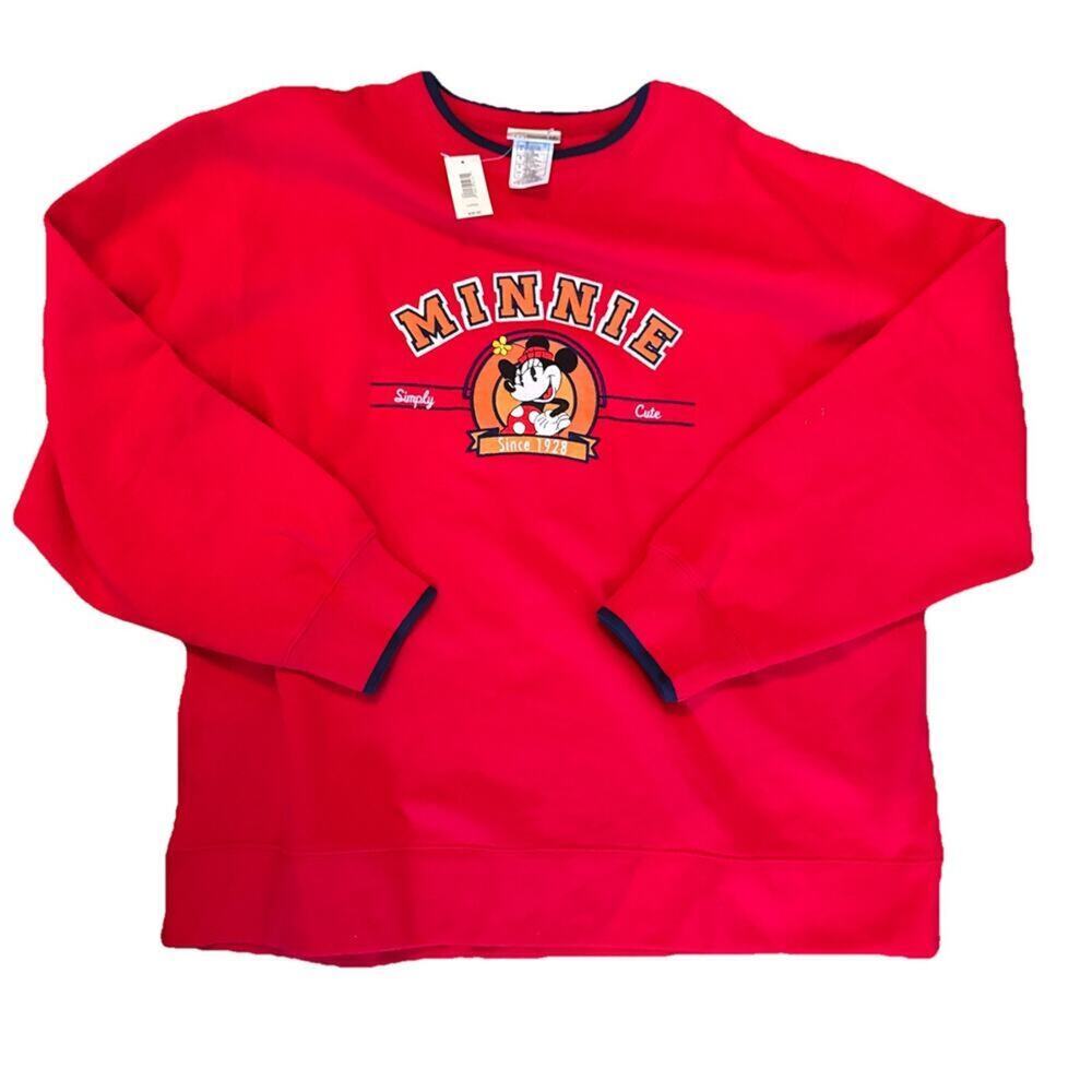 Disney Red Simply Cute Embroidered Minnie Mouse Sweatshirt Women’s S Oversized